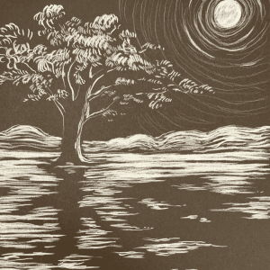 Pencil Crayon Drawing: Moonlight Stillness Workshop Oct 3rd