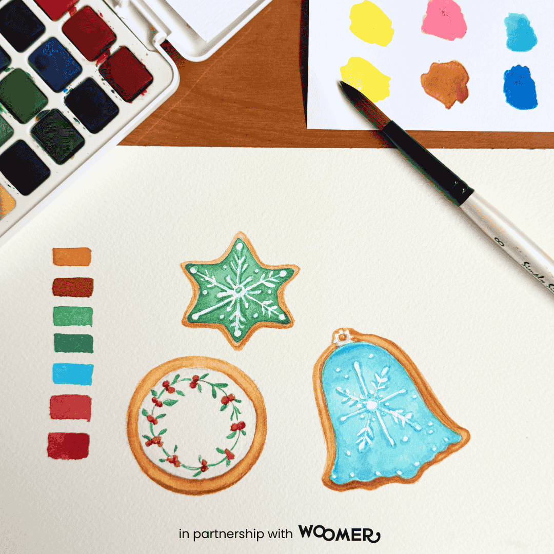 A Watercolor Journey: Festive Desserts Painting [Holiday Sugar Cookies] December 1st