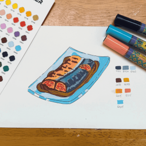 Ghibli Food Illustration using Acrylic Markers - Simmered saba fish from “The Wind Rises” December 16th