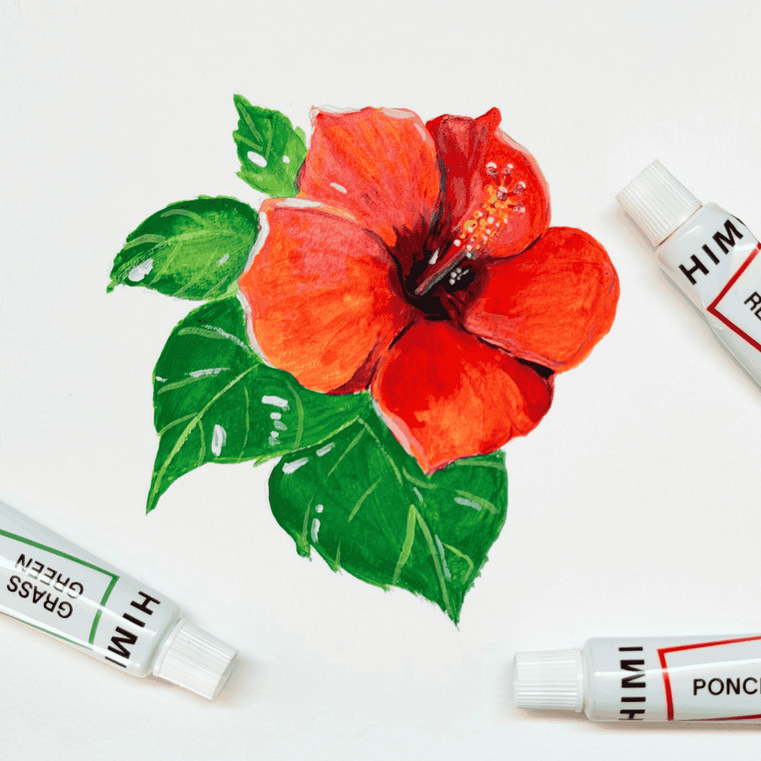 Paint a Hibiscus Flower with Gouache February 17th