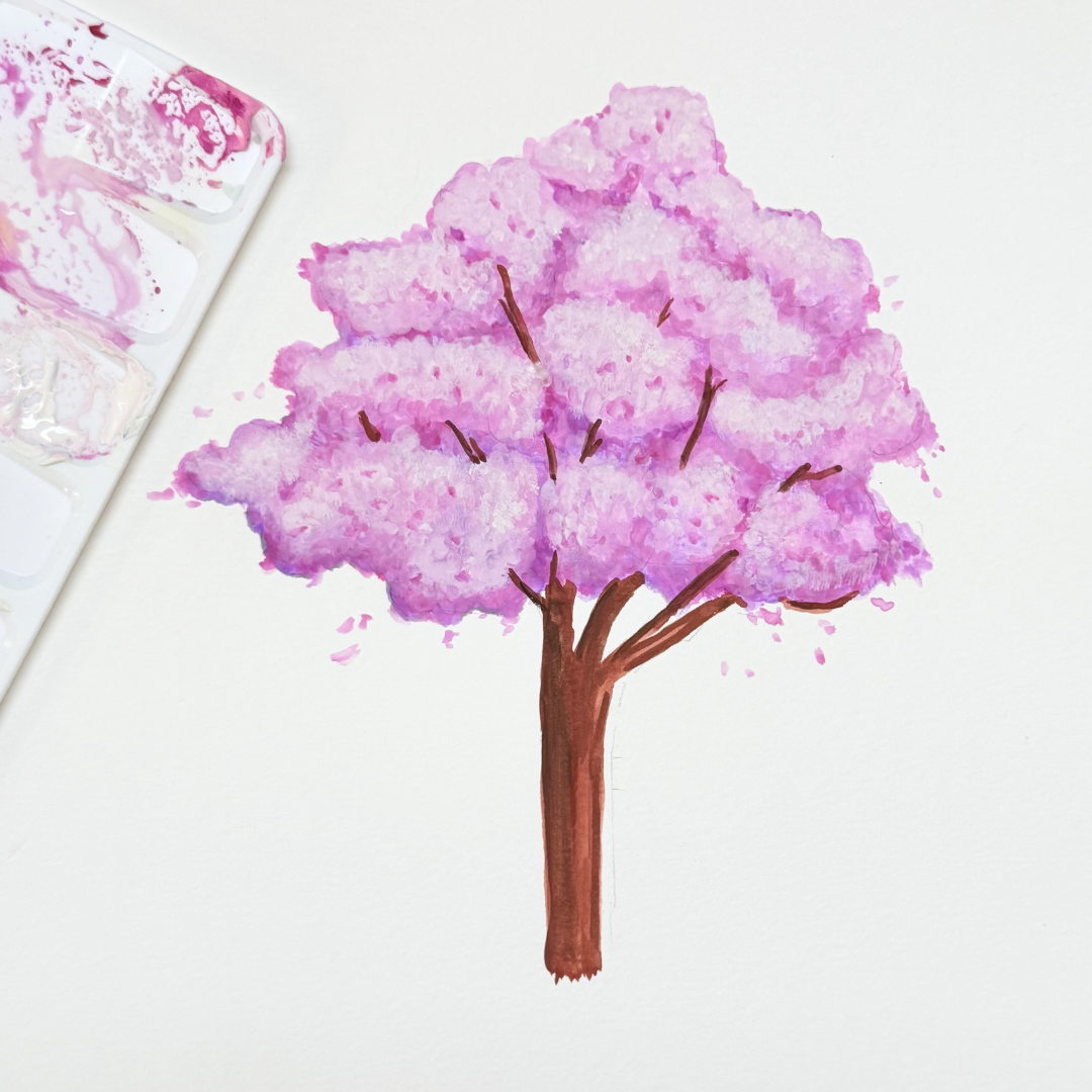 Paint An Anime-style Sakura Tree With Gouache March 16th