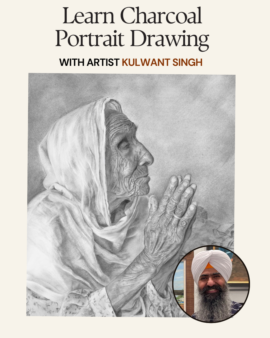 Charcoal Portrait Drawing Workshop (3-Week Series)